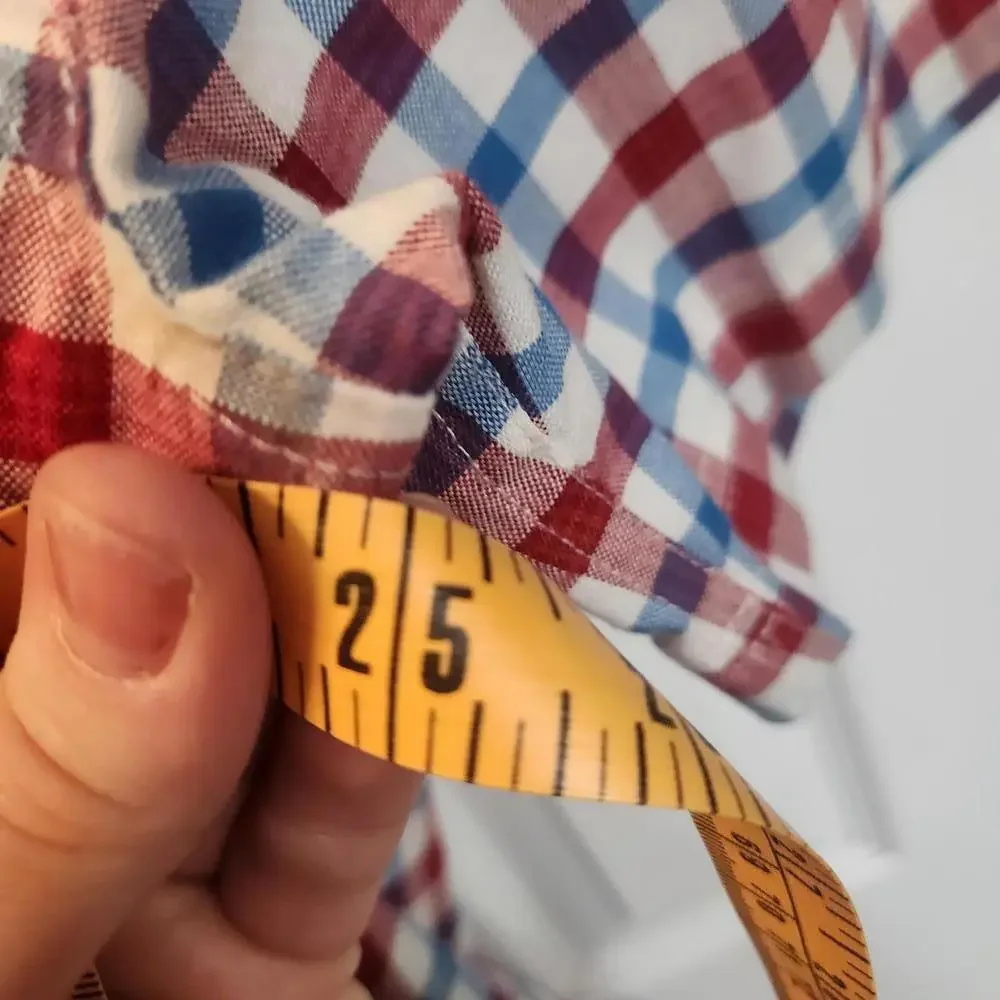 Walls Men's Short-Sleeve Checkered Plaid Button Up Shirt -Size Large